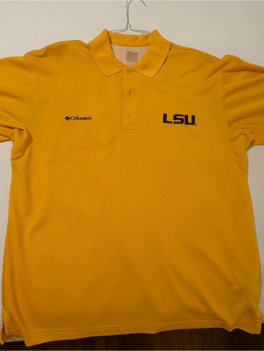 Columbia Yellow Polo with LSU Embroidered Logo